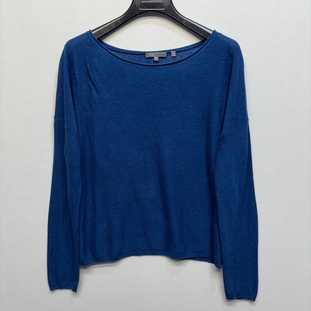 Vince Women Rayon Linen Blend Pullover Sweater Size Medium Blue D102 -2
